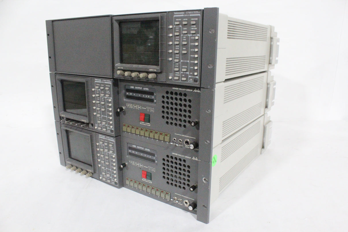 (3) Tektronix 1740A in Racking Console/(2) Grass Valley Group TEN X TM