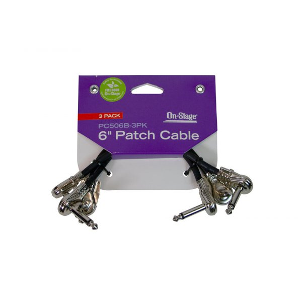 (NEW) On-Stage PC506B-3PK 6" Patch Cable 3-Pack