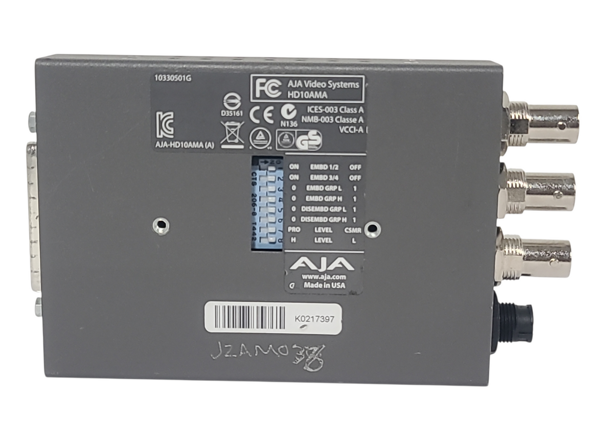 AJA HD10AMA Dual Rate HD/SD 4 Channel Balanced Audio Embedder/Disembedder