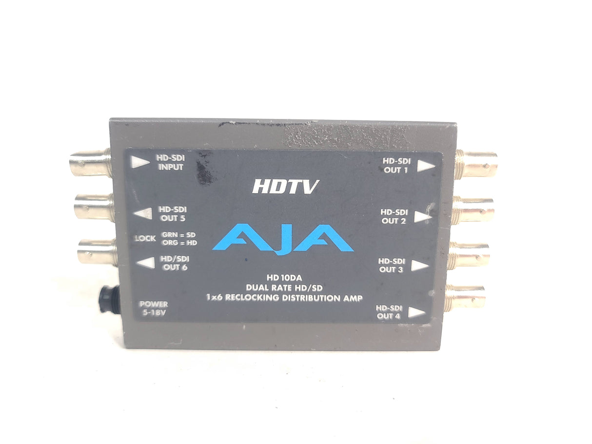 AJA HD10DA Dual Rate HD/SD 1x6 Reclocking Distribution Amp - NO PSU