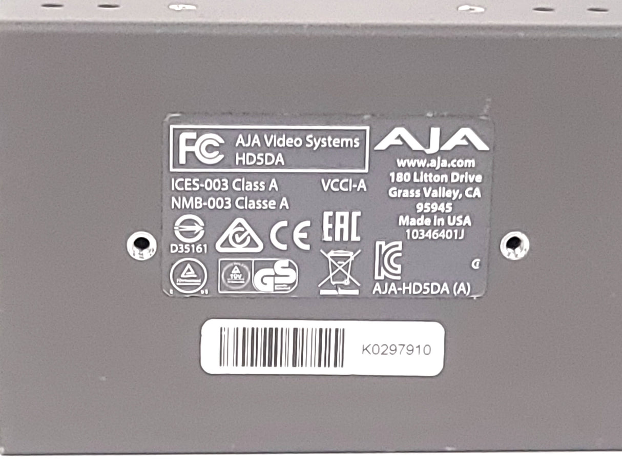 AJA HD5DA HD-SDI/SDI Serial Digital Distribution Amplifier w/ PSU
