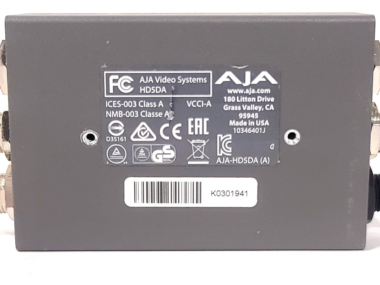 AJA HD5DA HD-SDI/SDI Serial Digital Distribution Amplifier w/ PSU