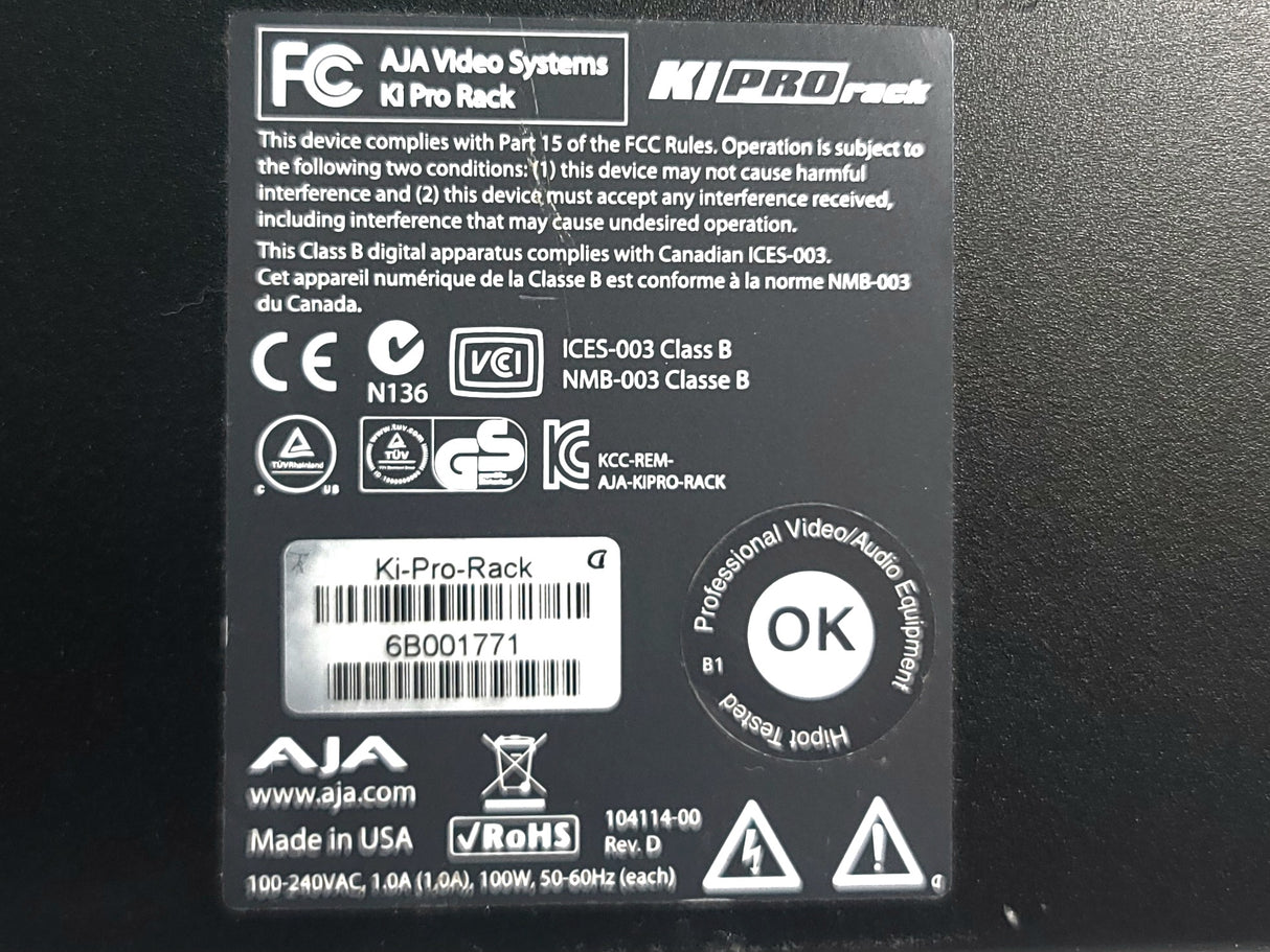 AJA Ki Pro Rack File Based 1RU Recorder and Player w/ (2) AJA 512GB KiStor Solid State Drives