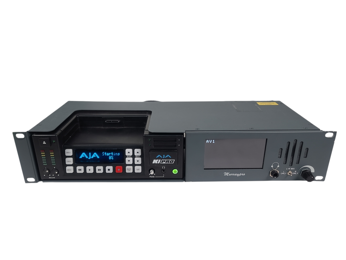 AJA Ki Pro Video Recorder in Murraypro 2RU Rackmount LCD Monitoring Unit w/ (2) KI-STOR500-USB 500GB Hard Disk Drive Storage Modules