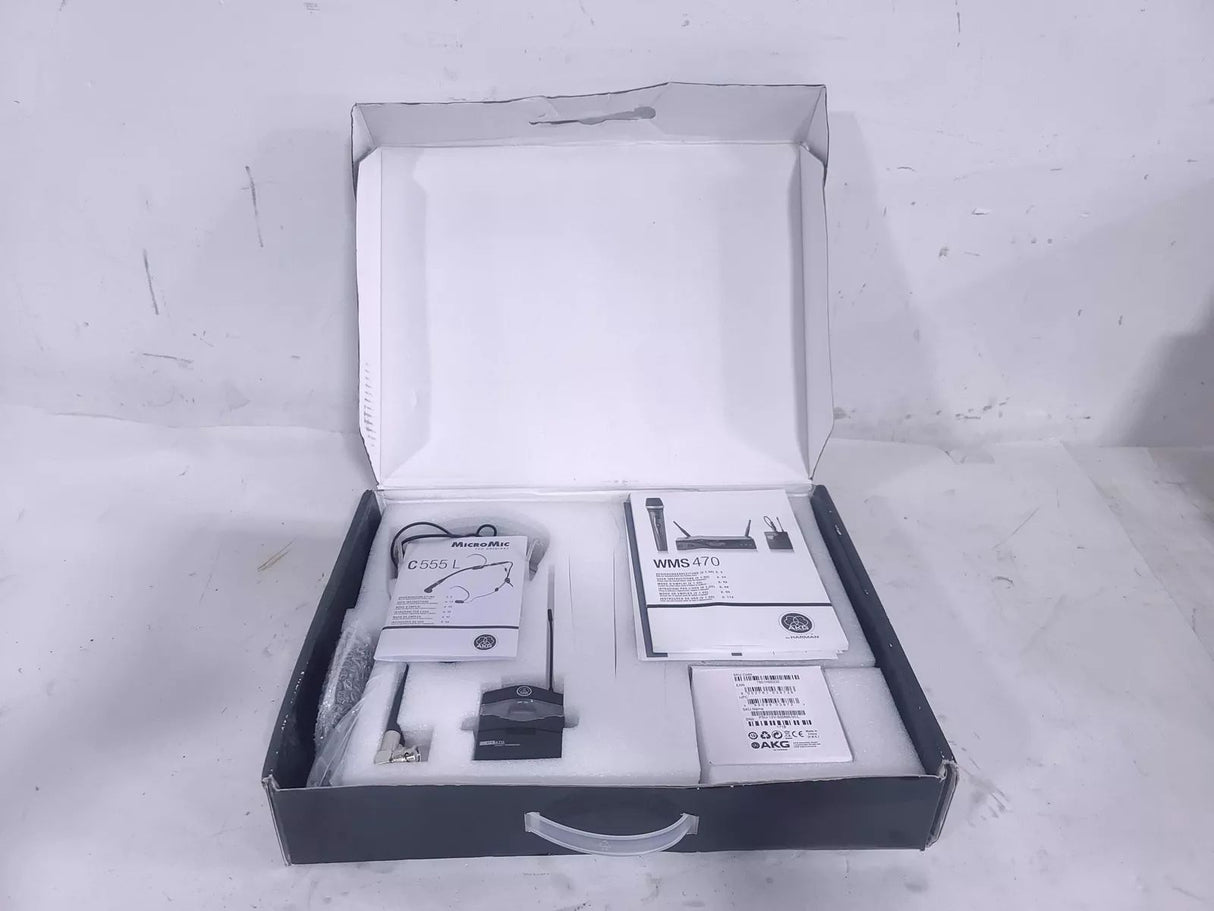AKG WMS 470 Wireless Presenter Set (650.100-680MHz) w/ CSCRX Receiver, CSCPTX Pocket Transmitter, C555L Microphone