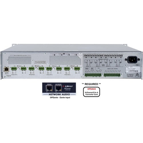 Ashly 8-Channel 2000W Network-Enabled Power Amplifier with OPDAC8 and OPDante Cards