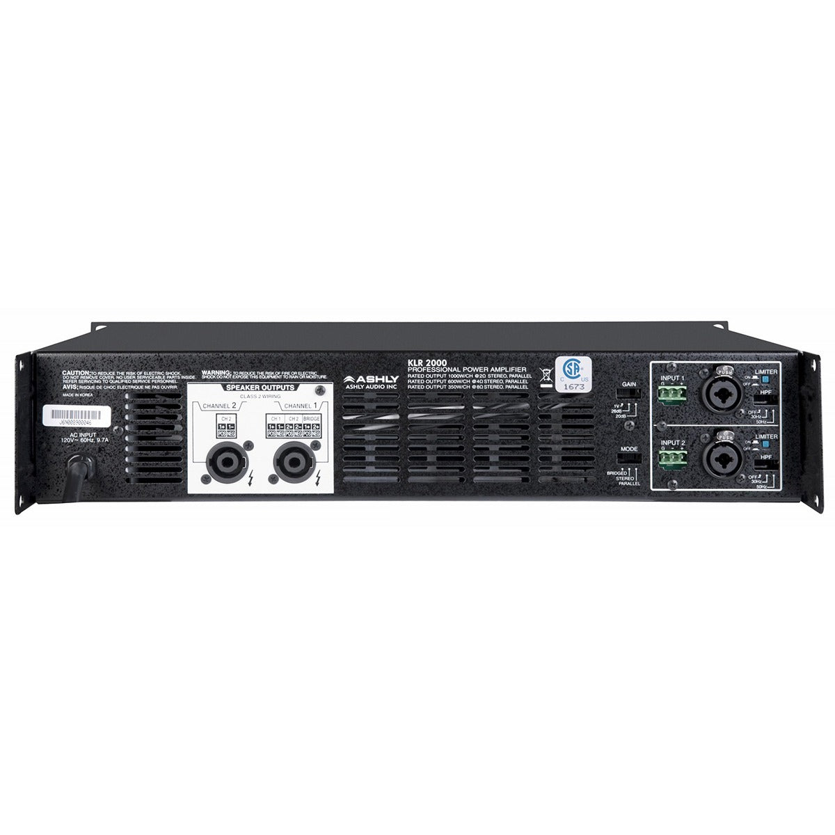Ashly KLR-2000 2-channel 2,000-Watt Power Amplifier