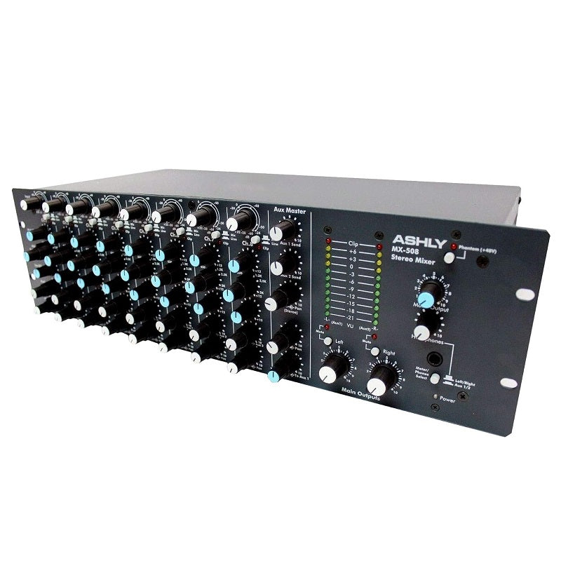 Ashly MX-508 8-Channel 3RU Stereo Microphone/Line Mixer with EQ and AUX Sends