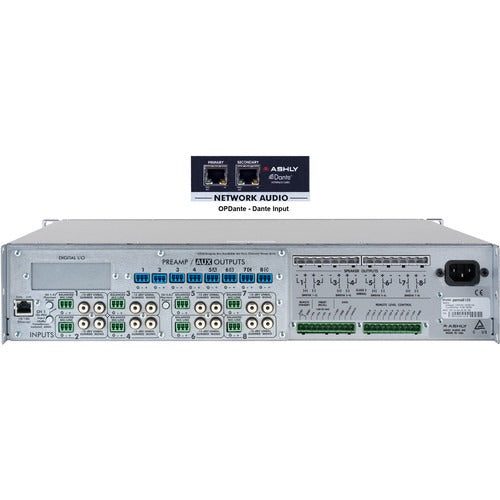 Ashly PEMA 8125.70D 8-Channel 1000W Pema Network Power Amplifier with OPDante Card & Protea DSP Software Suite (70V)