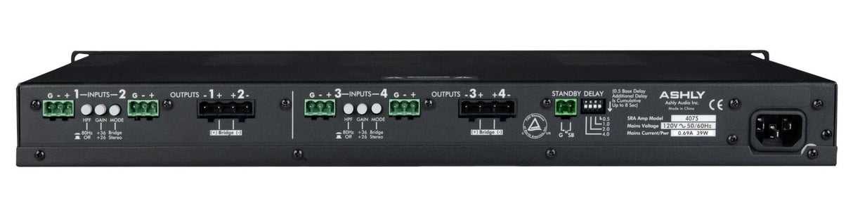 Ashly SRA-4075 4-Channel Convection Cooled Power Amplifier, 75W at 4 Ohms