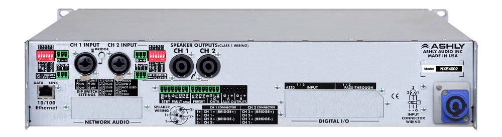 Ashly nXe4002BD 2-Channel Network Power Amplifier with OPDante and OPDAC4 Option Cards