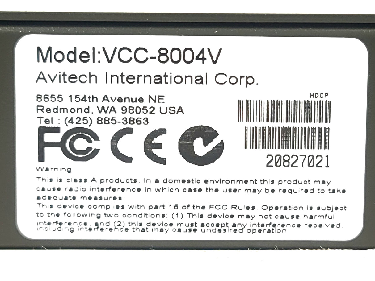 Avitech VCC-8004V Video Control Center
