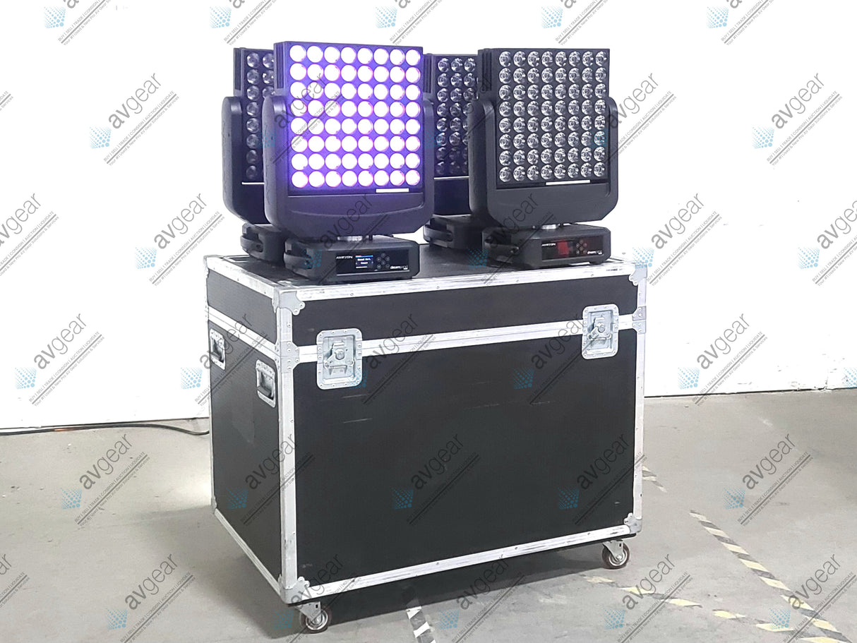 (4) Ayrton Dream Panel Twin Moving LED Lights w/ (4) PSU Cables in Wheeled Hard Case
