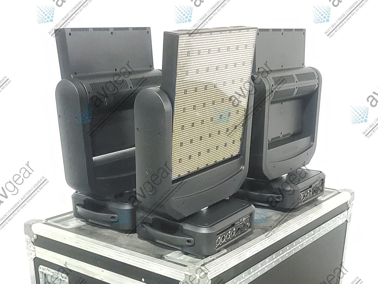 (4) Ayrton Magicburst Moving LED Lights w/ (4) PSU Cables In Wheeled Road Case