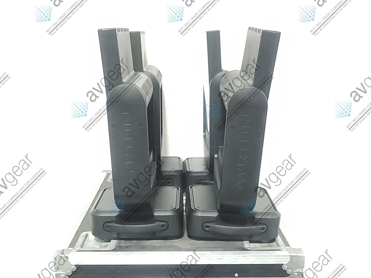 (4) Ayrton Magicburst Moving LED Lights w/ (4) PSU Cables In Wheeled Road Case