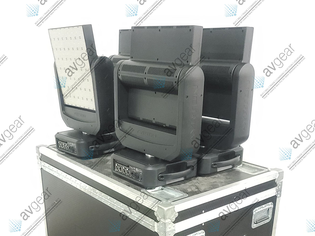 (4) Ayrton Magicburst Moving LED Lights w/ (4) PSU Cables In Wheeled Road Case