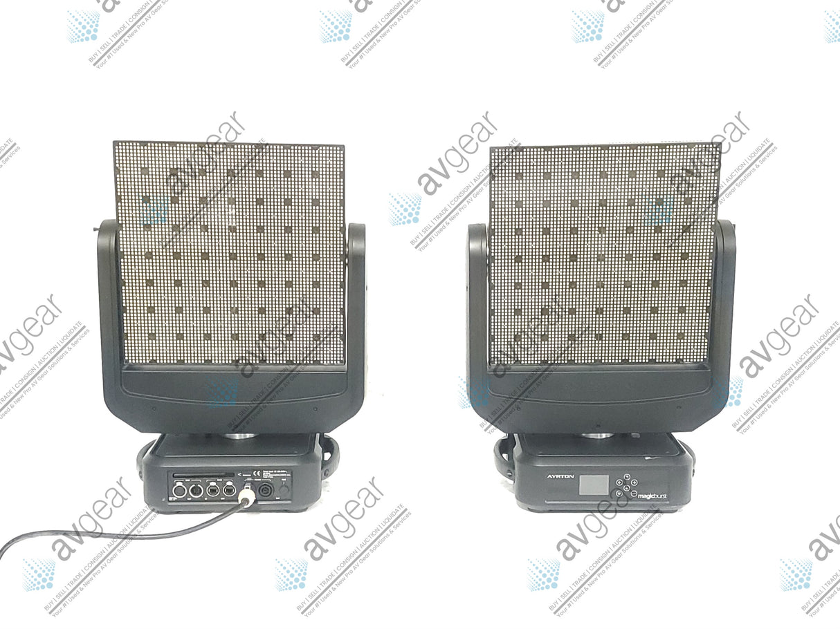 (4) Ayrton Magicburst Moving LED Lights w/ (4) PSU Cables In Wheeled Road Case