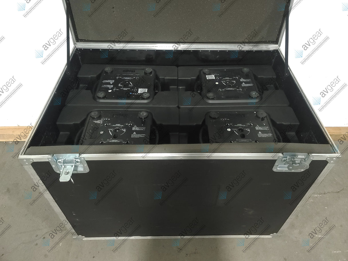 (4) Ayrton Magicburst Moving LED Lights w/ (4) PSU Cables In Wheeled Road Case