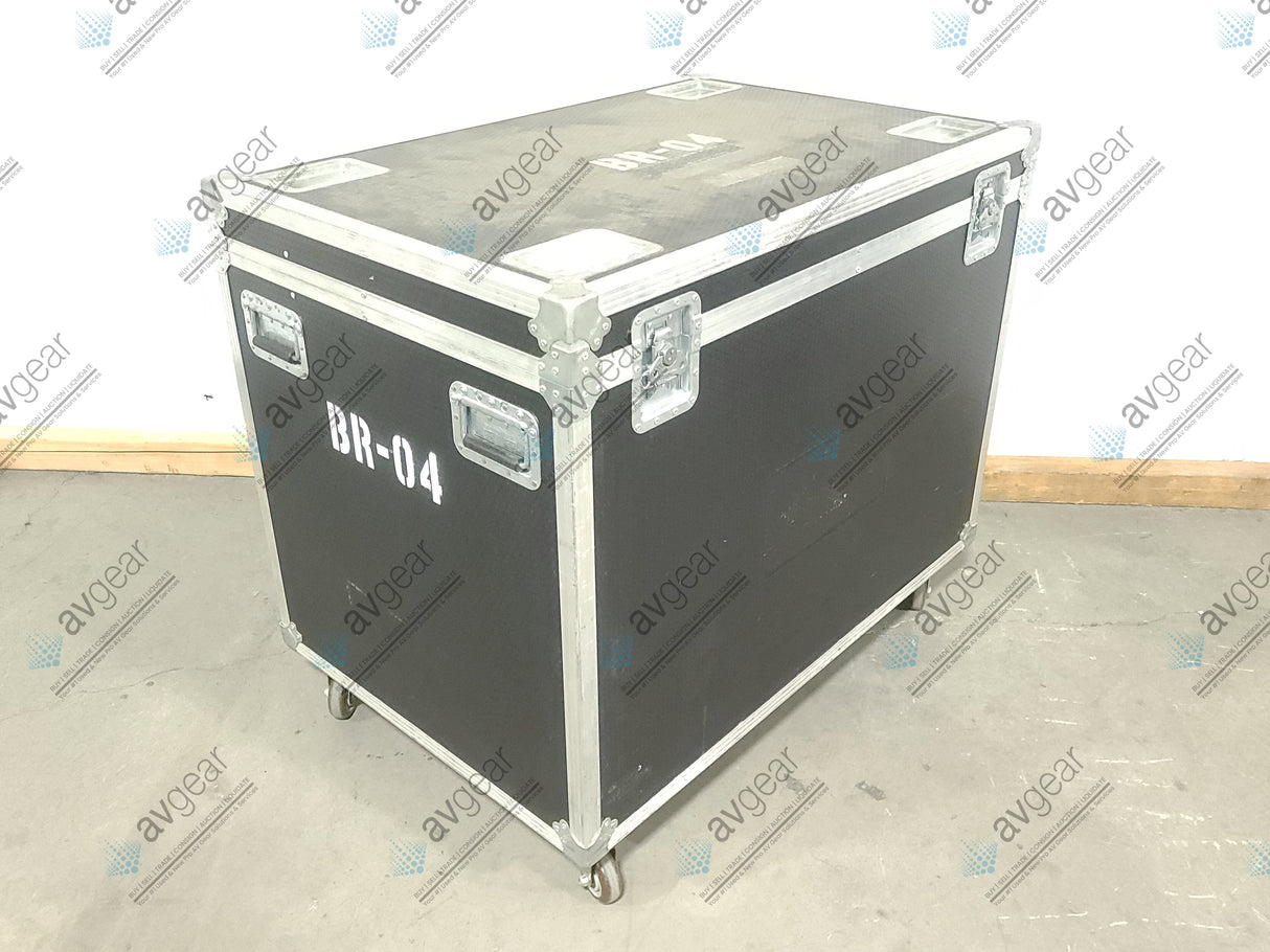 (4) Ayrton Magicburst Moving LED Lights w/ (4) PSU Cables In Wheeled Road Case