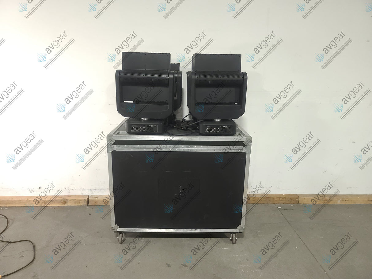 (4) Ayrton Magicburst Moving LED Lights ( 1389,1602,1521,1661 Hours) w/ (4) PSU Cables & Wheeled Road Case