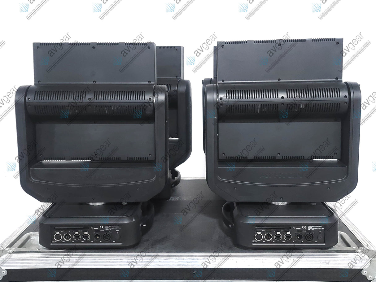 (4) Ayrton Magicburst Moving LED Lights w/ (4) PSU Cables In Wheeled Road Case