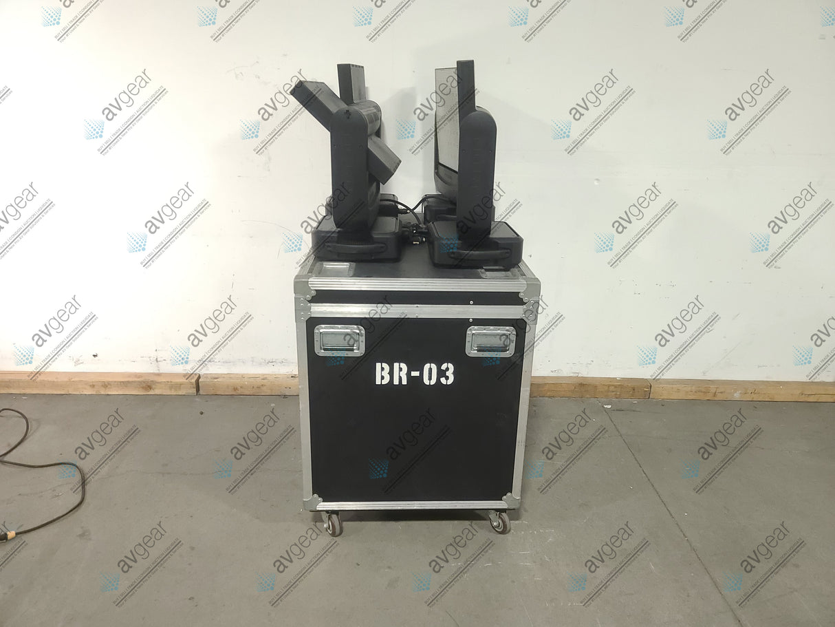 (4) Ayrton Magicburst Moving LED Lights ( 1389,1602,1521,1661 Hours) w/ (4) PSU Cables & Wheeled Road Case