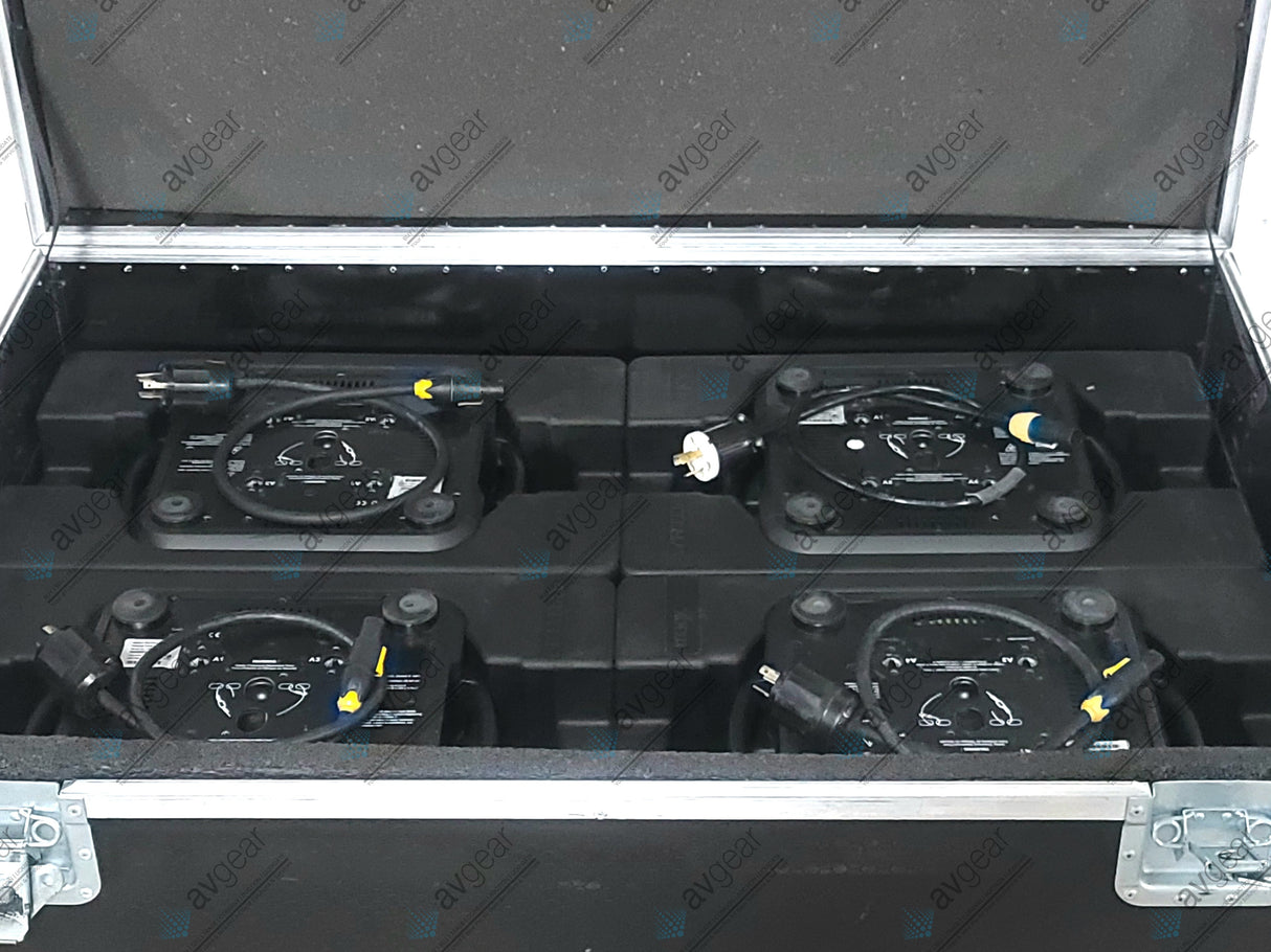(4) Ayrton Magicburst Moving LED Lights w/ (4) PSU Cables In Wheeled Road Case