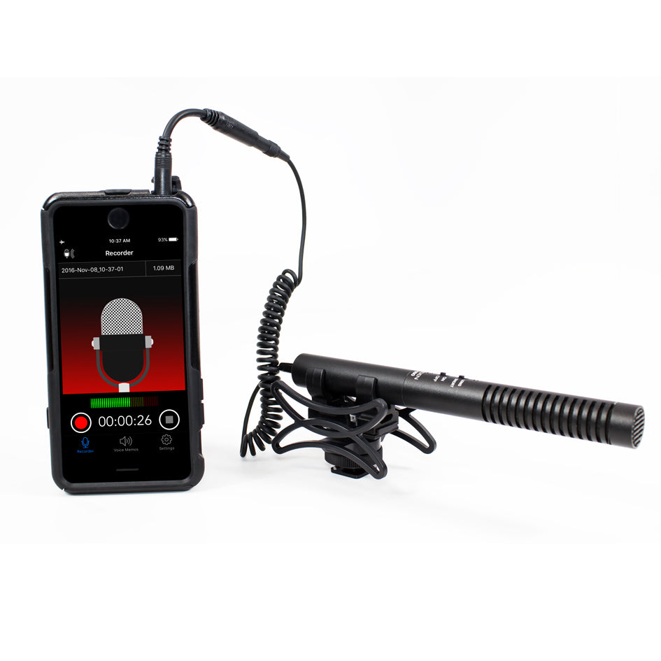 Azden SGM-990+I 2-Position Shotgun Mic w/ TRRS Adapter for iOS - 3