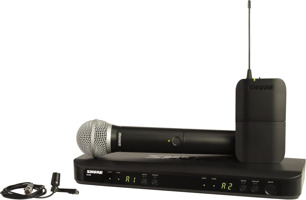 Shure BLX1288/CVL Dual-Channel Wireless Combo Lavalier & Handheld Microphone System (H11: 572 to 596 MHz)