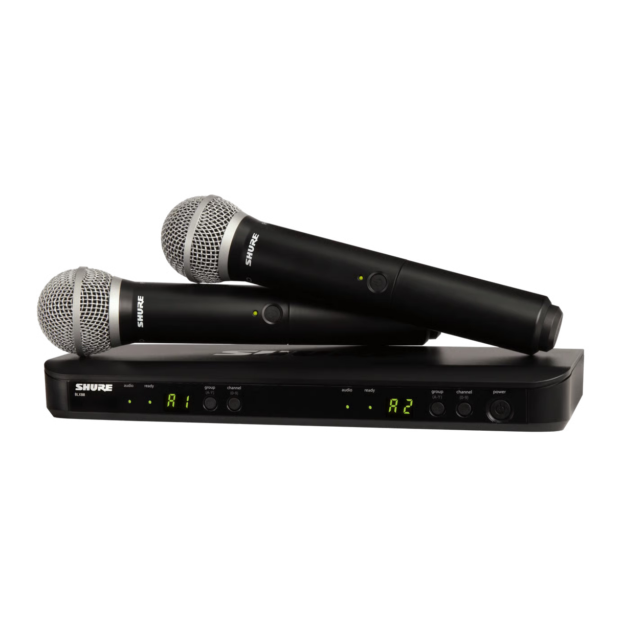 Shure BLX288/PG58 Dual-Channel Wireless Handheld Microphone System with PG58 Capsules (J11: 596 to 616 MHz)