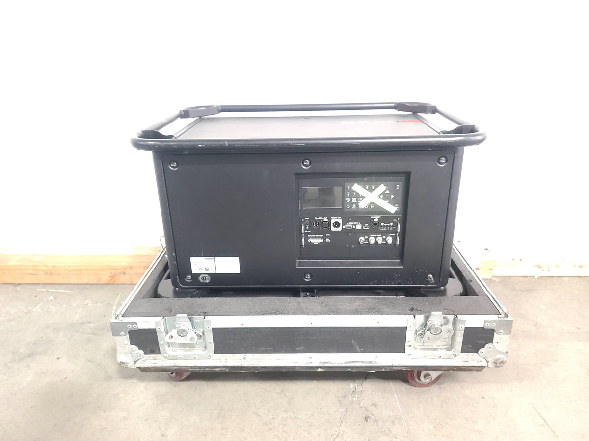 Barco HDX W18 16,500 Lumens WUXGA 3-Chip DLP (FOR PARTS) w/ (4) C-Clamps and PSU in Wheeled Road Case