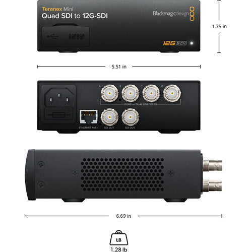 Blackmagic Design BMD-CONVNTRM/DB/SDIQD Teranex Mini – 12G-SDI to Quad SDI