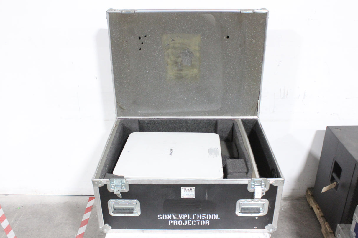 Sony VPL-FH500L (7,000 Lumens) Projector w/ Remote, (2) VGA Cables, PSU Cables in Wheeled Hard Case (Check Notes)