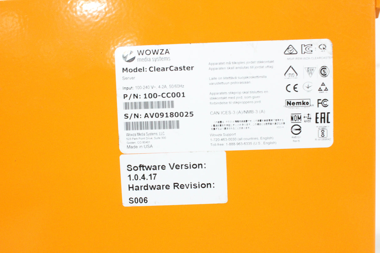 Wowza Media Systems ClearCaster 6G-SDI & HDMI Live Broadcast Streaming Encoder