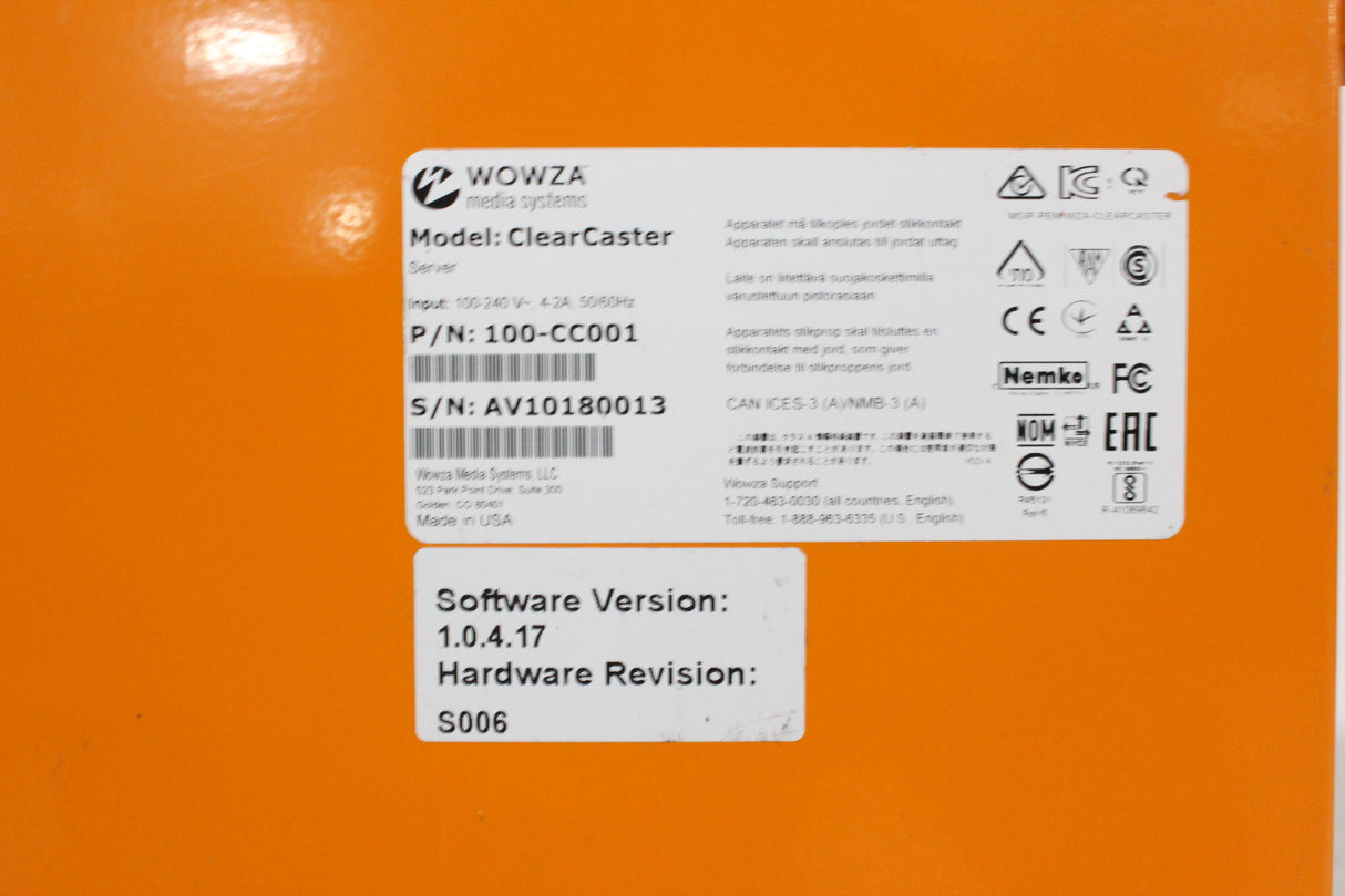 Wowza Media Systems ClearCaster 6G-SDI & HDMI Live Broadcast Streaming Encoder