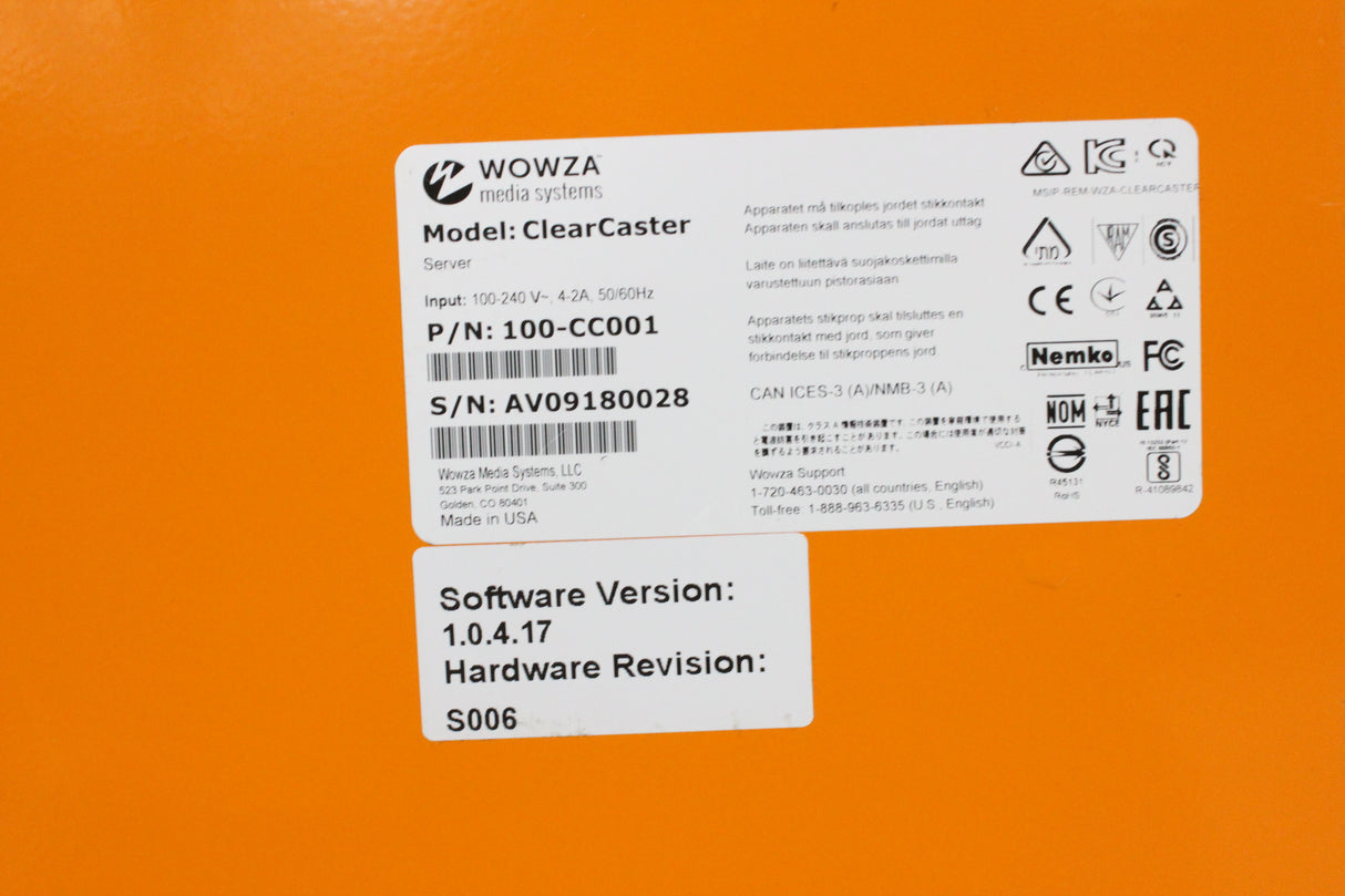 Wowza Media Systems ClearCaster 6G-SDI & HDMI Live Broadcast Streaming Encoder