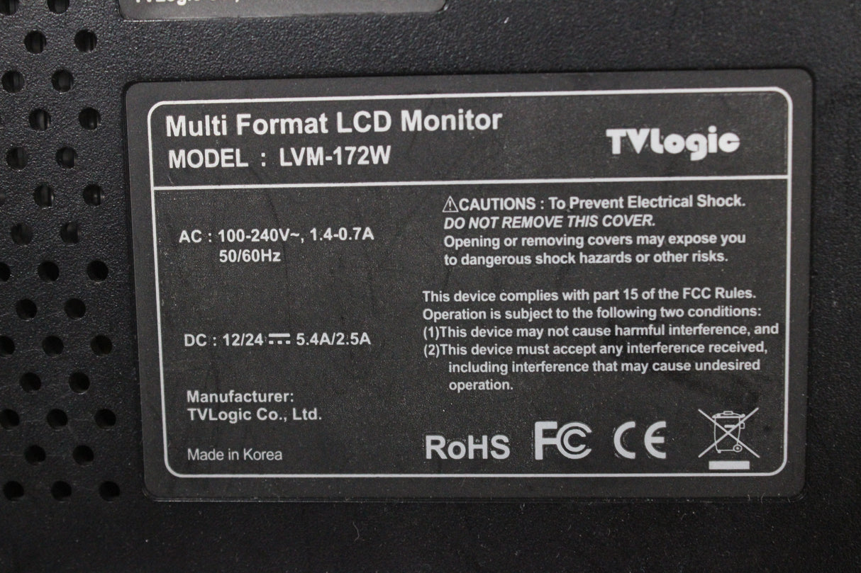 TVLogic LVM-172W 17'' LCD Multi Format Monitor (Broken Stand)