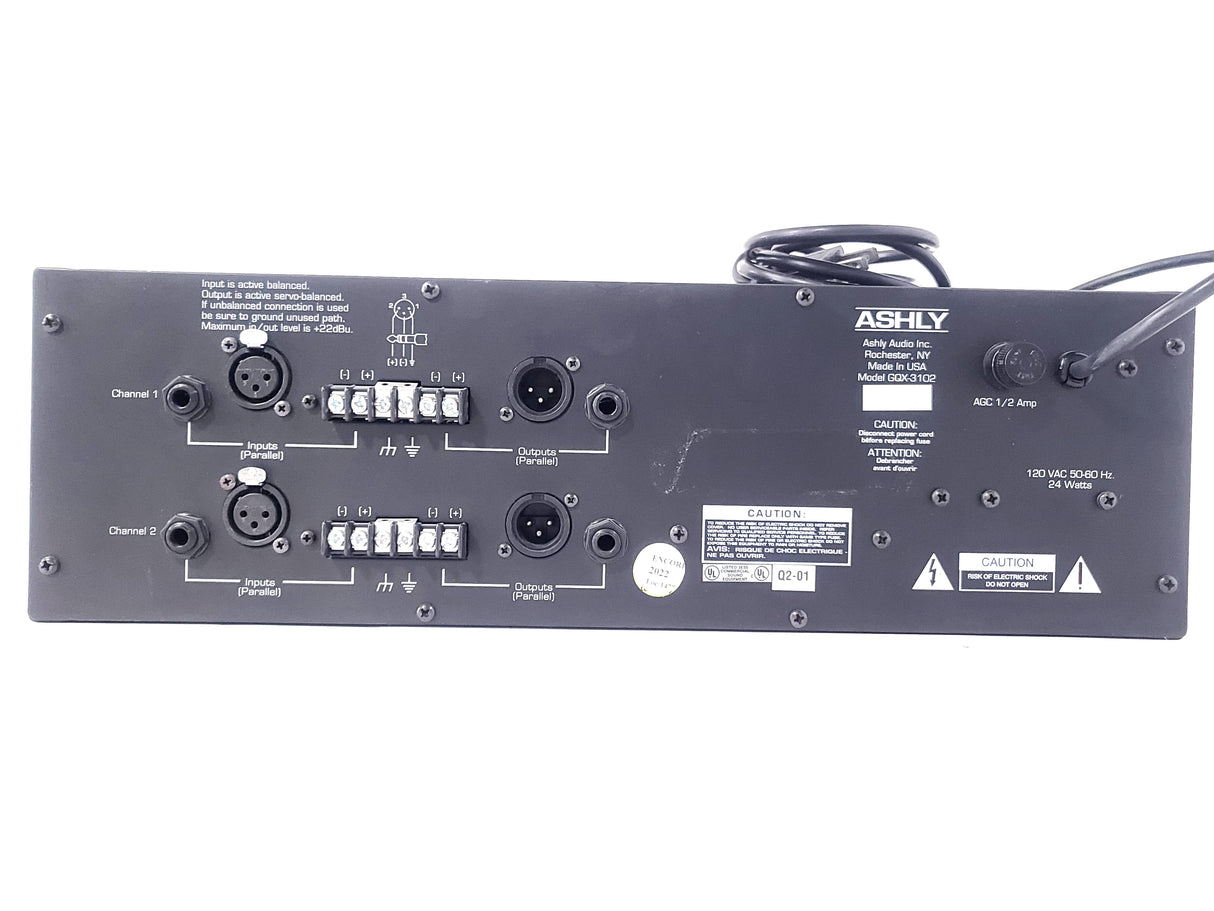 ASHLY 3102 GQX Series Stereo Third Octave Graphic Equalizer