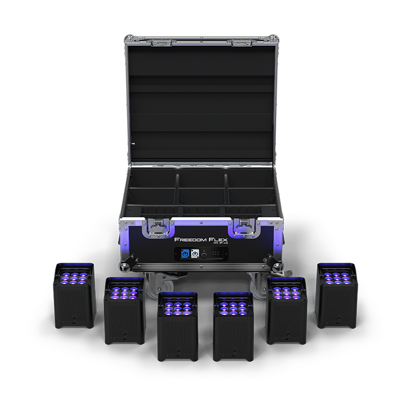CHAUVET DJ Freedom Flex H9 IP Weather-Resistant Battery-Powered RGBAW+UV LED PAR Kit with Charging Case (6-Pack)