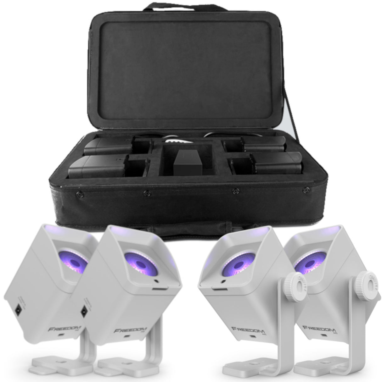 CHAUVET DJ Freedom H1 Battery-Powered Wireless LED Wash Light System (4 Fixtures, White Housing)