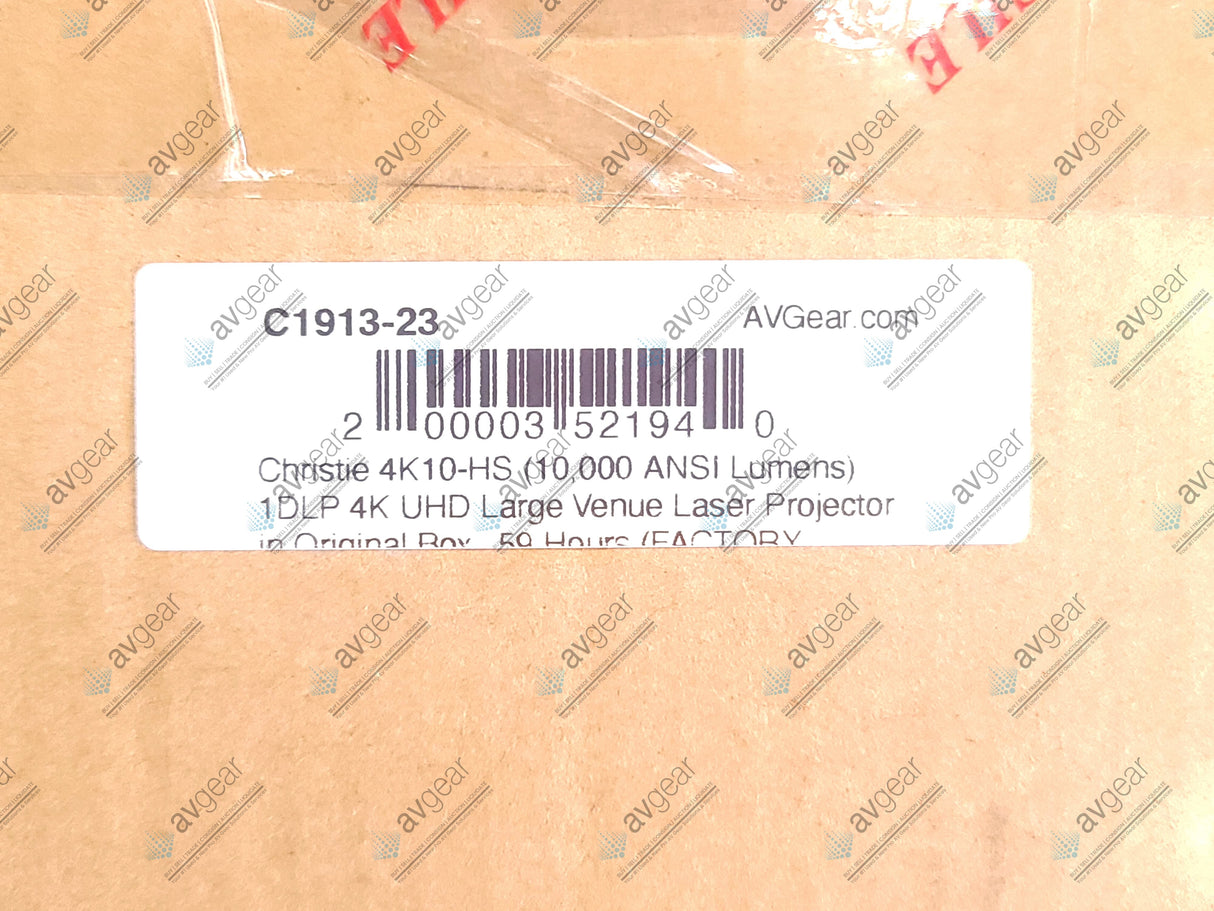 Christie 4K10-HS (10,000 ANSI Lumens) 1DLP 4K UHD Large Venue Laser Projector in Original Box . 59 Hours (FACTORY RECONDITIONED 1-Year Warranty)(LENS NOT INCLUDED)