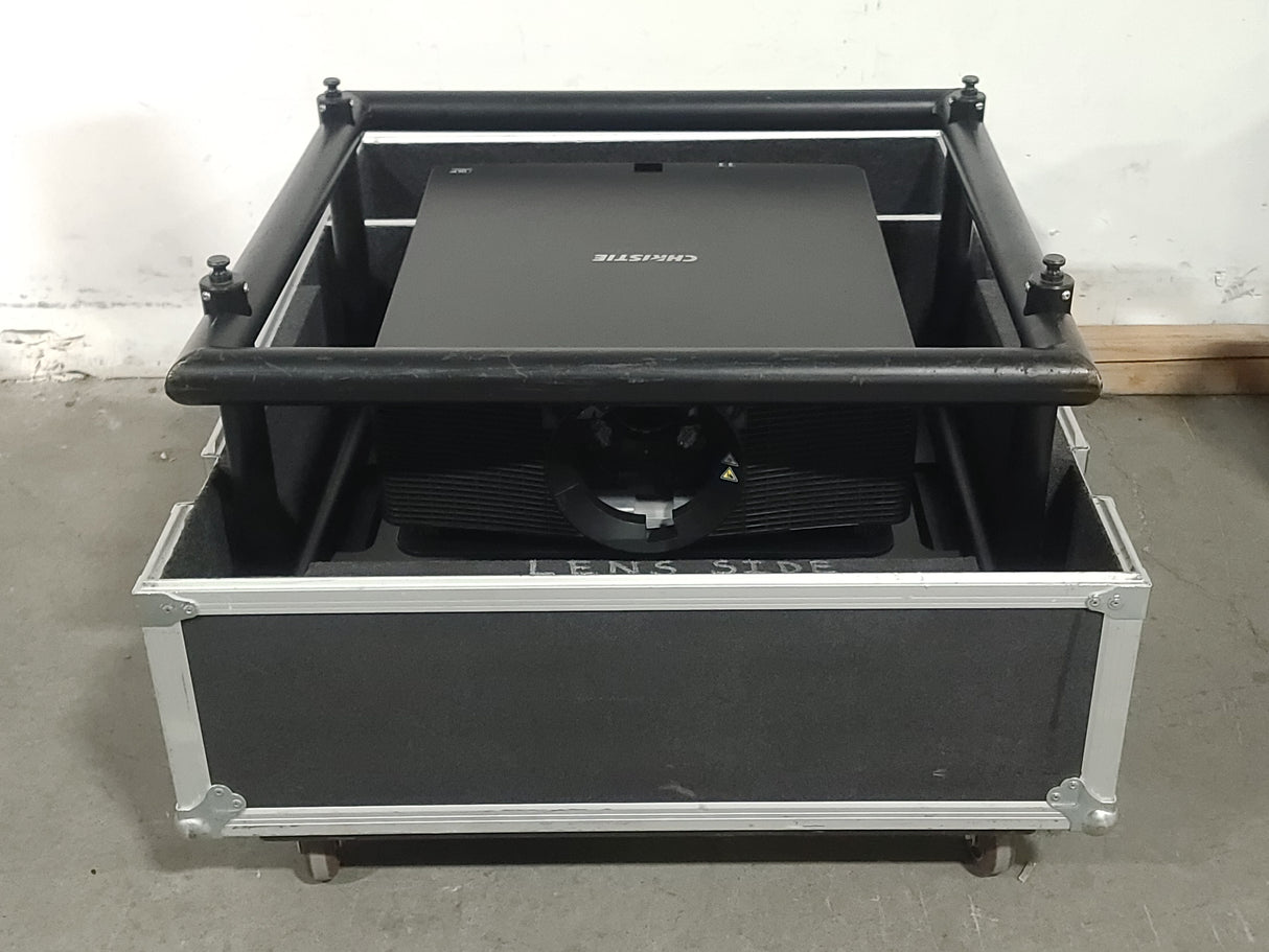 Christie D12HD-H (Lamp 1 1138, Lamp 2 1138 Total Hours) 10,000 Lumens HD 0.95" DLP x 1 1080P Large Venue Projector (NO LENS) In Wheeled Road Case