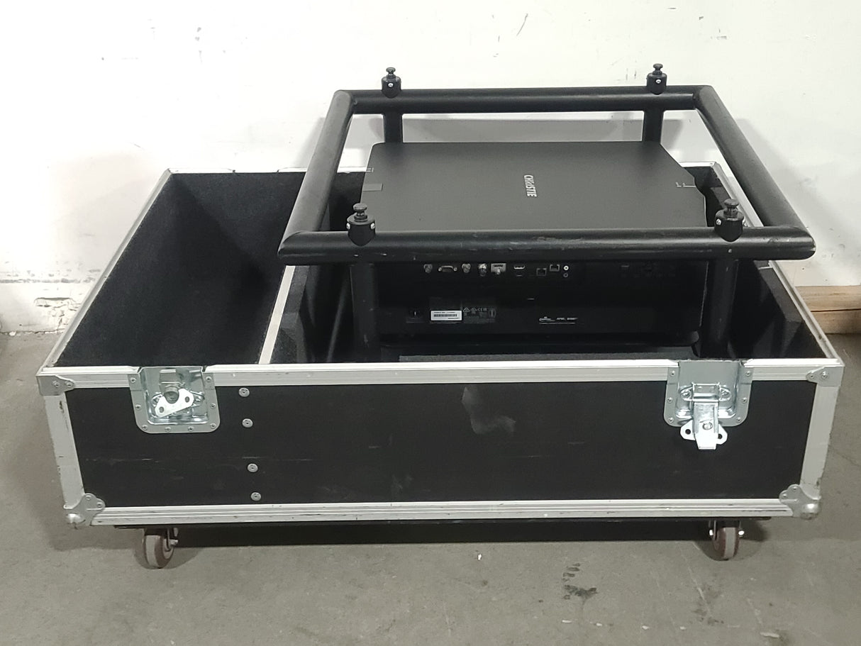Christie D12HD-H (Lamp 1 1138, Lamp 2 1138 Total Hours) 10,000 Lumens HD 0.95" DLP x 1 1080P Large Venue Projector (NO LENS) In Wheeled Road Case