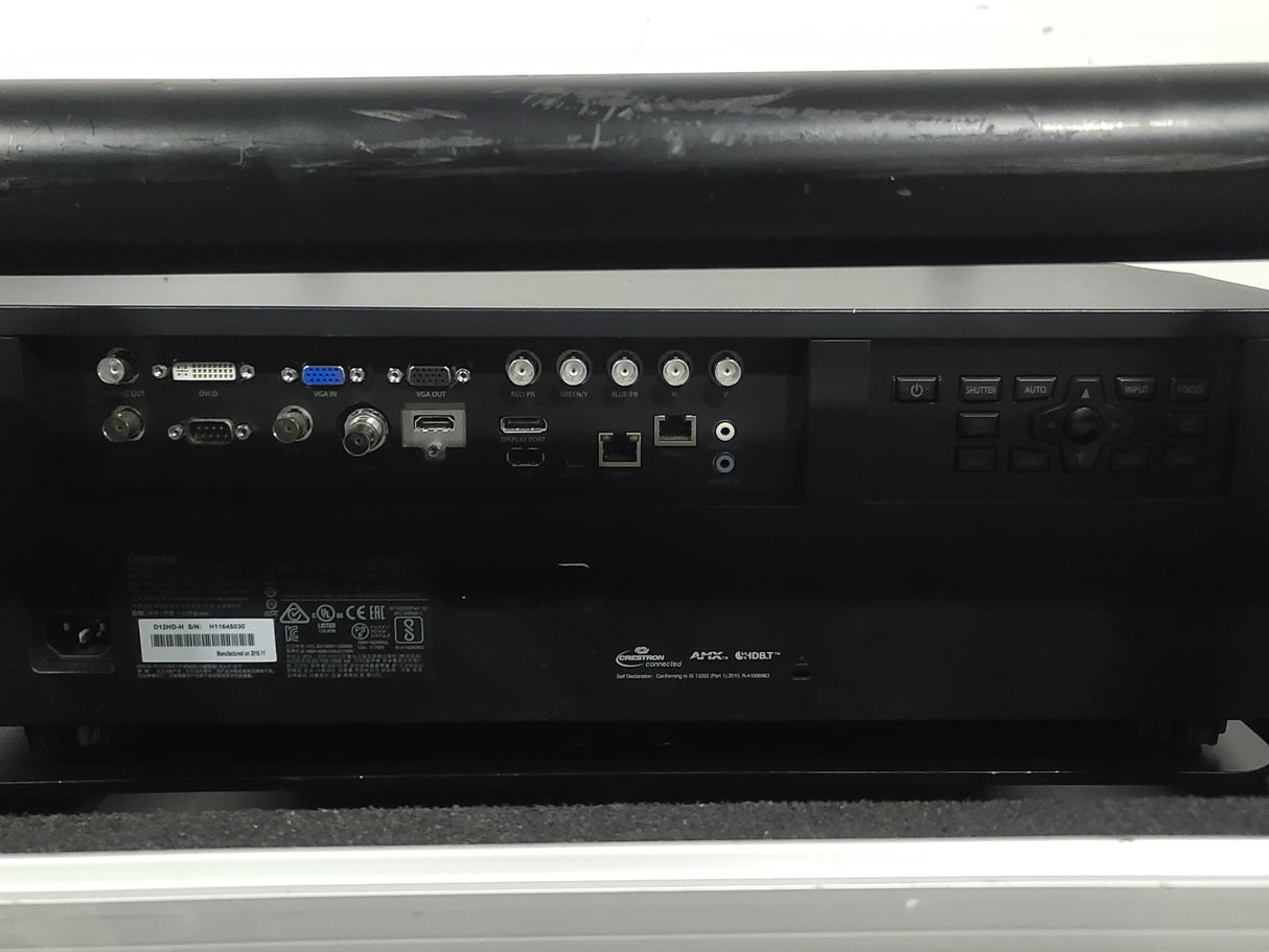 Christie D12HD-H (Lamp 1 1138, Lamp 2 1138 Total Hours) 10,000 Lumens HD 0.95" DLP x 1 1080P Large Venue Projector (NO LENS) In Wheeled Road Case