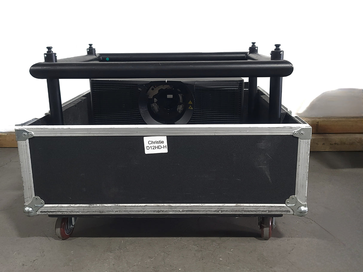 Christie D12HD-H (Lamp 1 194, Lamp 2 194 Hours) 10,000 Lumens HD 0.95" DLP x 1 1080P Large Venue Projector (NO LENS) In Wheeled Road Case