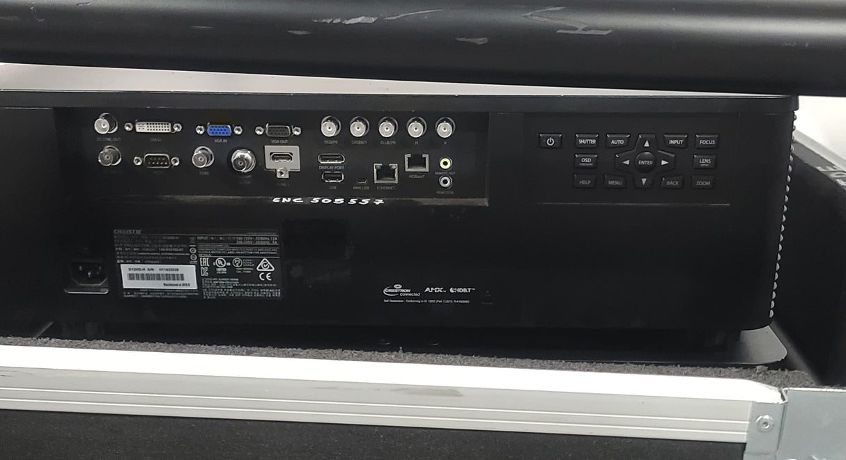 Christie D12HD-H (Lamp 1 608, Lamp 2 602 Hours) 10,000 Lumens HD 0.95" DLP x 1 1080P Large Venue Projector (NO LENS) In Wheeled Road Case