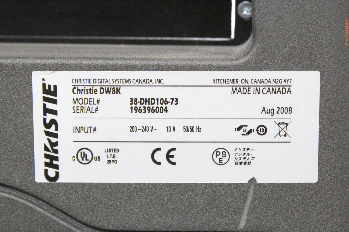 Christie DW8K Widescreen 3-Chip DLP Large Venue Projector