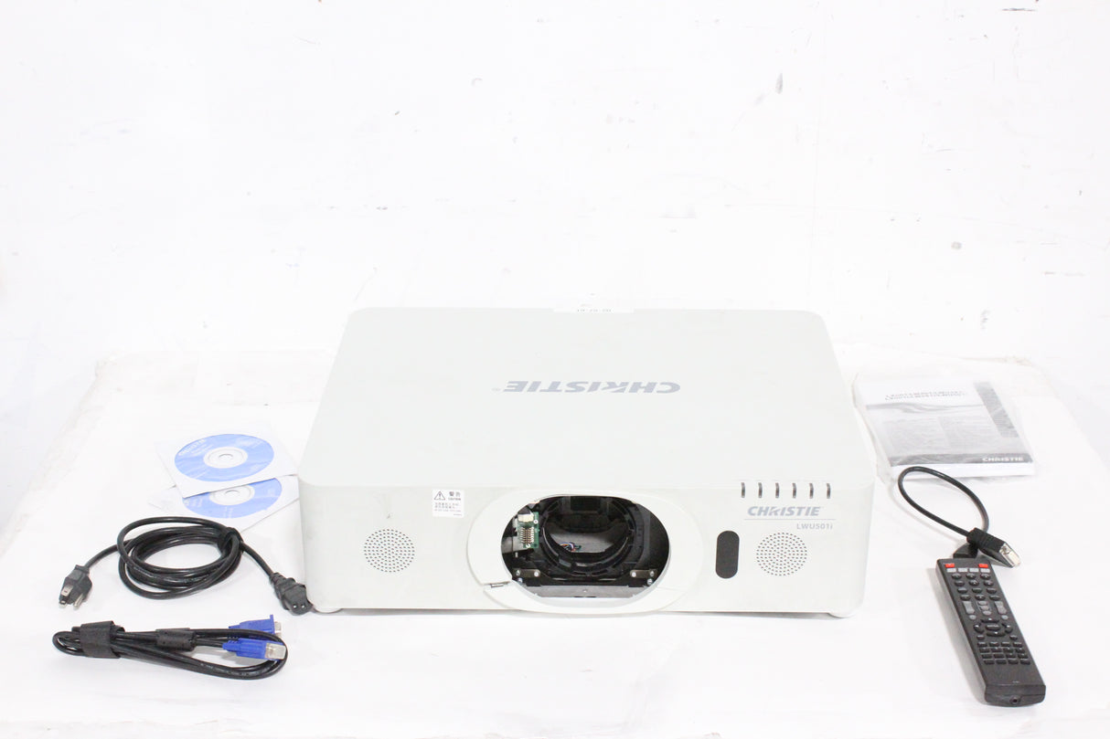 Christie LWU501i 3-Chip 5000 Lumen WUXGA LCD Conference Projector (778 Hours) w/ Remote in Hard Rolling Case