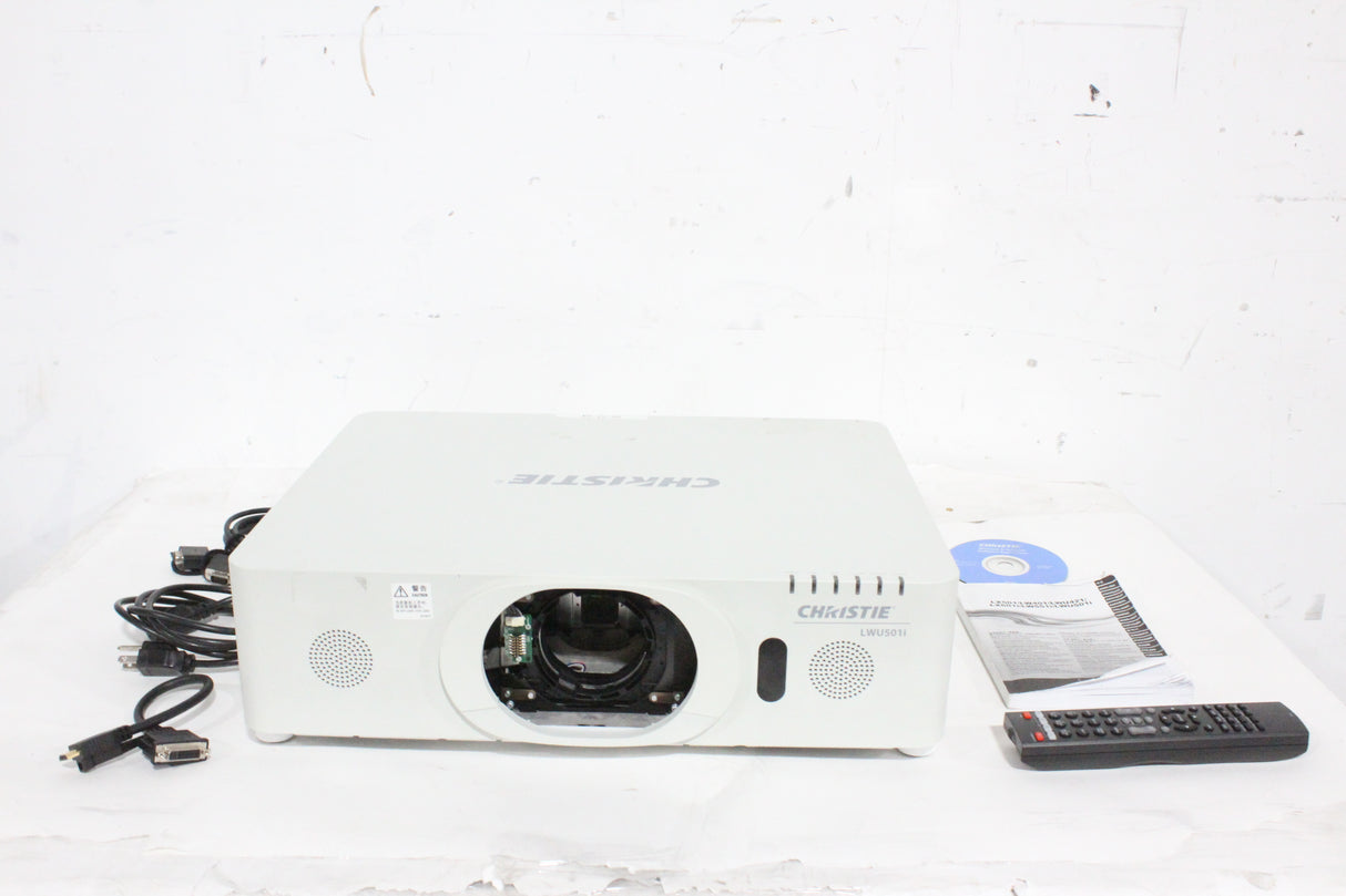 Christie LWU501i (5,000 Lumen) 3 Chip WUXGA LCD Conference Projector (957 Hours) w/ Remote in Hard Rolling Case (1688-208)