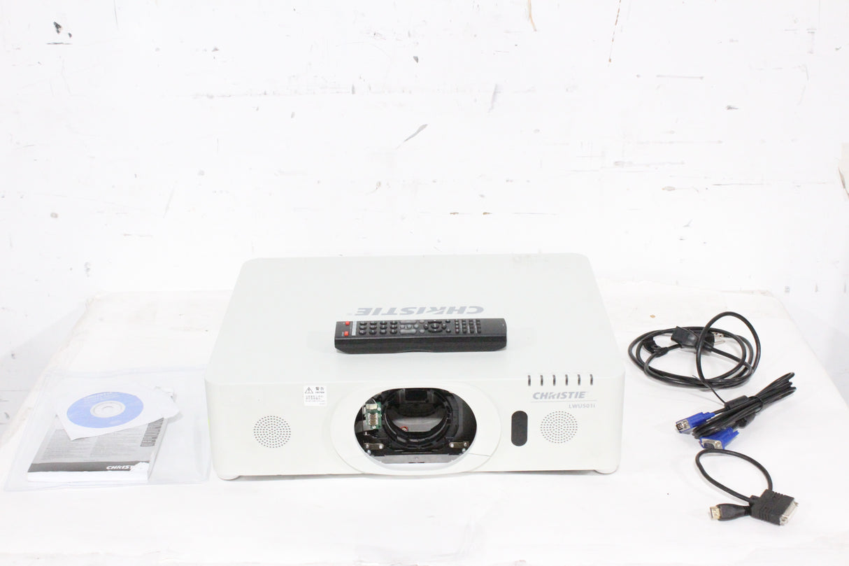 Christie LWU501i (5,000 Lumen) 3 Chip WUXGA LCD Conference Projector (992 Hours, Power Button Issue) w/ Remote in SKB Hard Wheeled Case (1688-198)